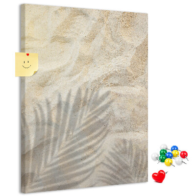 Tablero de corcho para pared Arena del desierto con la delicada sombra de una hoja.
