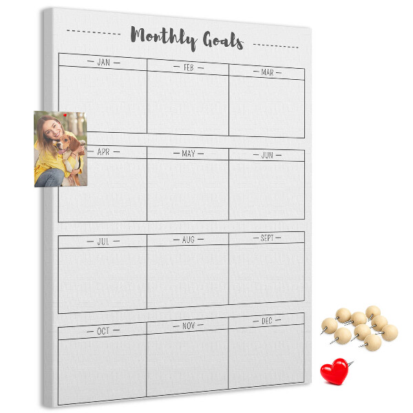 Pizarra de corcho decorativa planificador mensual de objetivos para organización