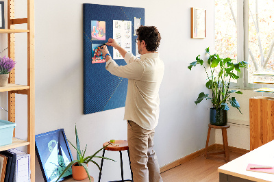 Decoración pizarra de corcho Diseño moderno en tonos azules.