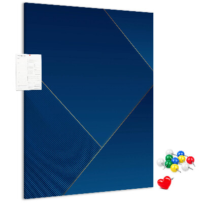 Decoración pizarra de corcho Diseño moderno en tonos azules.