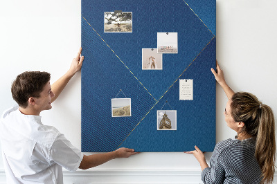 Decoración pizarra de corcho Diseño moderno en tonos azules.