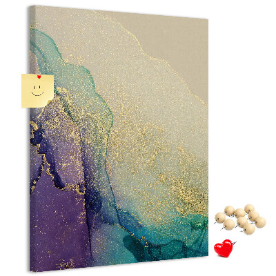 Tablero de corcho para pared con diseño abstracto en detalles de color púrpura