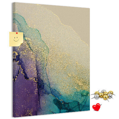 Tablero de corcho para pared con diseño abstracto en detalles de color púrpura