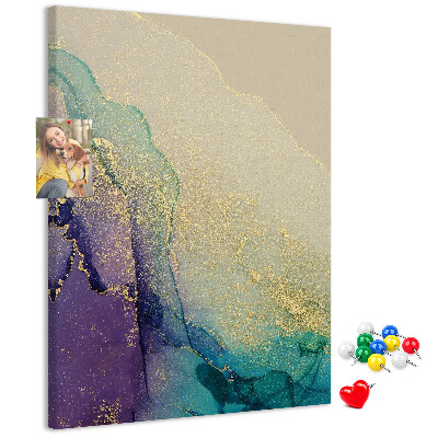 Tablero de corcho para pared con diseño abstracto en detalles de color púrpura