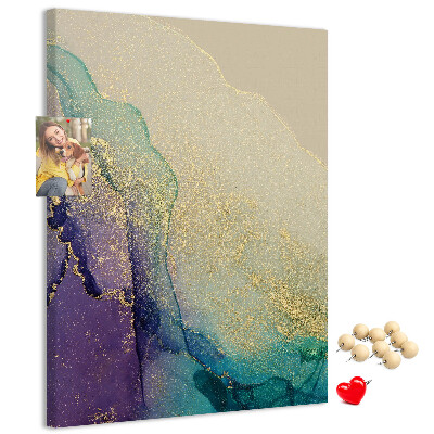 Tablero de corcho para pared con diseño abstracto en detalles de color púrpura
