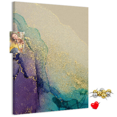 Tablero de corcho para pared con diseño abstracto en detalles de color púrpura