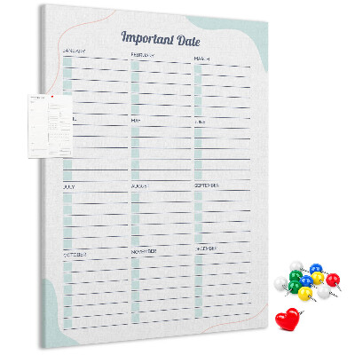 Tablero de corcho Agenda mensual con detalles coloridos.