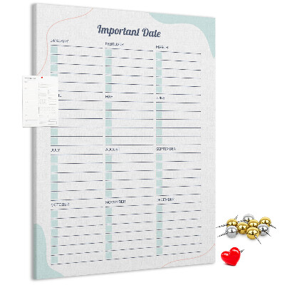 Tablero de corcho Agenda mensual con detalles coloridos.