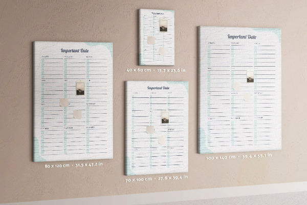 Tablero de corcho Agenda mensual con detalles coloridos.