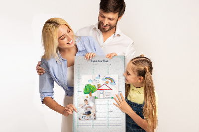 Tablero de corcho Agenda mensual con detalles coloridos.