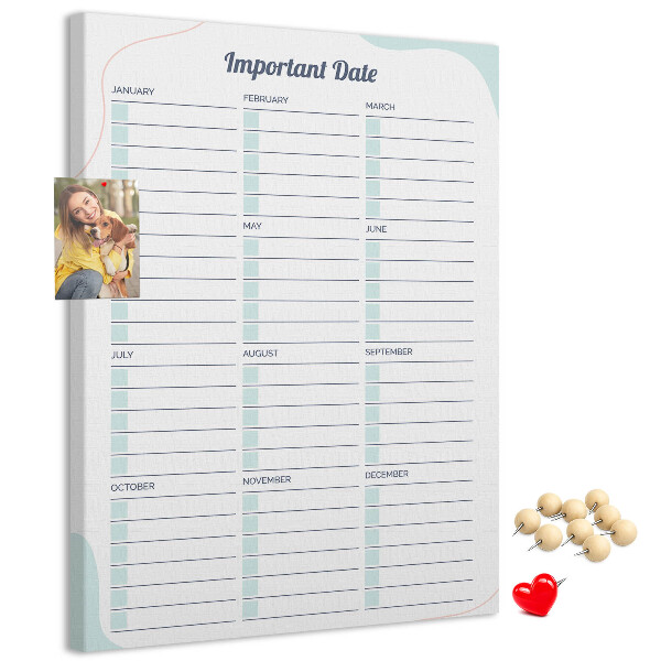 Tablero de corcho Agenda mensual con detalles coloridos.