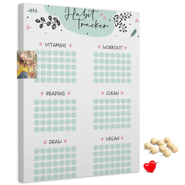 Tablero de corcho Seguimiento de hábitos minimalista