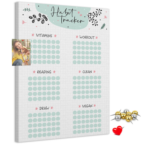 Tablero de corcho Seguimiento de hábitos minimalista