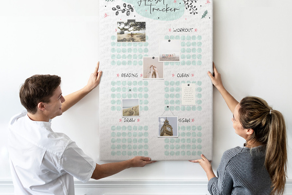 Tablero de corcho Seguimiento de hábitos minimalista