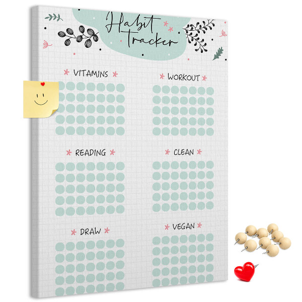 Tablero de corcho Seguimiento de hábitos minimalista