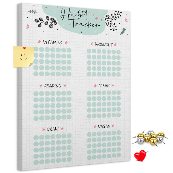 Tablero de corcho Seguimiento de hábitos minimalista