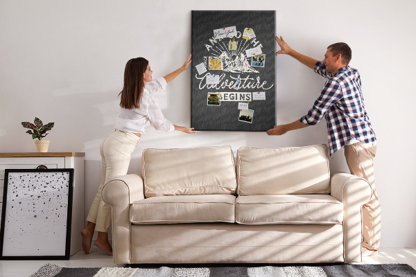 Tablero de corcho para pared con diseño de montañas y aventura al estilo clásico