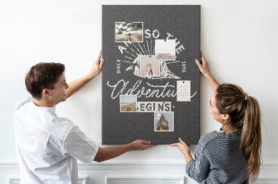 Tablero de corcho para pared con diseño de montañas y aventura al estilo clásico