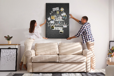 Tablero de corcho para pared con diseño de montañas y aventura al estilo clásico