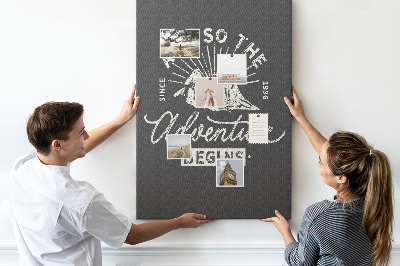 Tablero de corcho para pared con diseño de montañas y aventura al estilo clásico