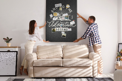 Tablero de corcho para pared con diseño de montañas y aventura al estilo clásico
