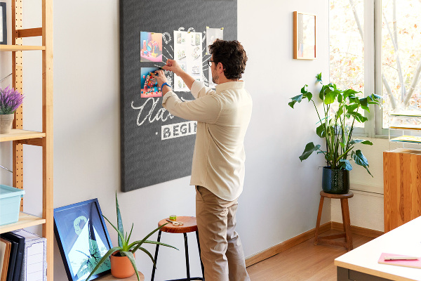 Tablero de corcho para pared con diseño de montañas y aventura al estilo clásico