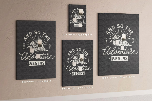 Tablero de corcho para pared con diseño de montañas y aventura al estilo clásico