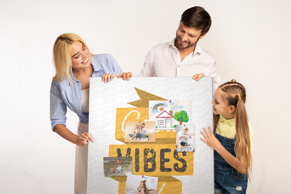 Tablón de corcho Vibraciones positivas en gráficos con estilo