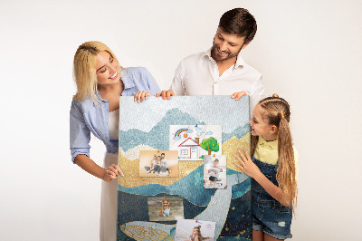 Tablero de corcho para pared diseño de ballena entre olas montañosas