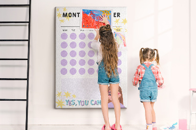 Tablero de corcho para pared planificador mensual con puntos de colores
