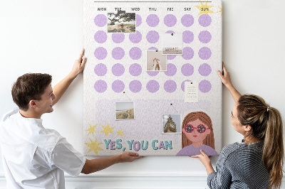 Tablero de corcho para pared planificador mensual con puntos de colores