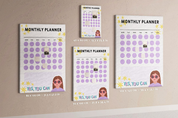 Tablero de corcho para pared planificador mensual con puntos de colores