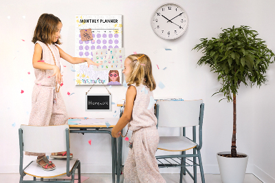 Tablero de corcho para pared planificador mensual con puntos de colores