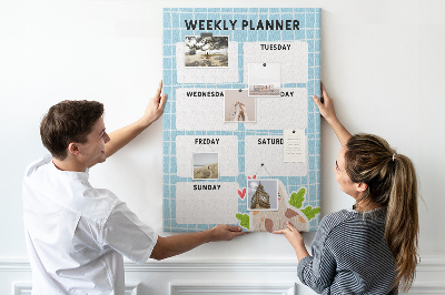 Tablón de corcho Agenda semanal con un lindo gato