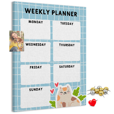 Tablón de corcho Agenda semanal con un lindo gato