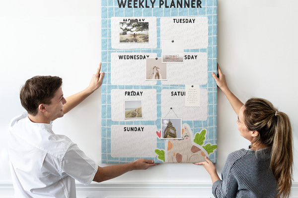 Tablón de corcho Agenda semanal con un lindo gato