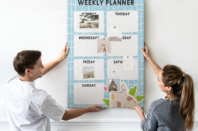 Tablón de corcho Agenda semanal con un lindo gato