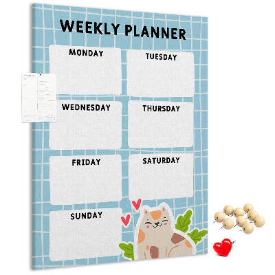 Tablón de corcho Agenda semanal con un lindo gato