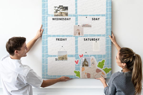 Tablón de corcho Agenda semanal con un lindo gato