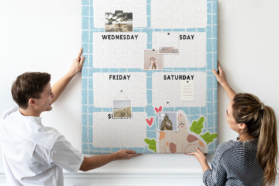 Tablón de corcho Agenda semanal con un lindo gato