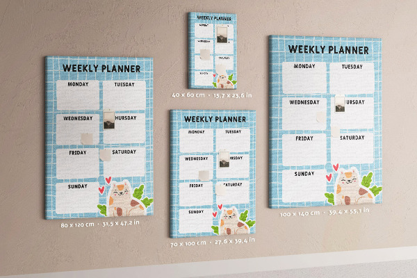 Tablón de corcho Agenda semanal con un lindo gato