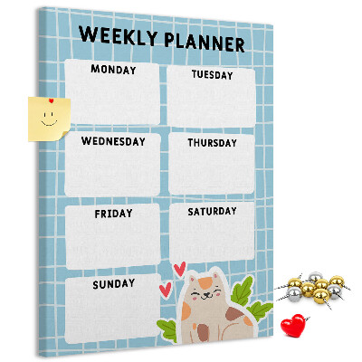 Tablón de corcho Agenda semanal con un lindo gato