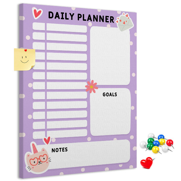 Tablero de corcho Agenda diaria en colores pastel.