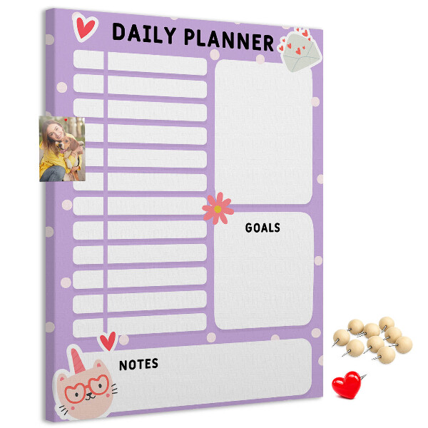 Tablero de corcho Agenda diaria en colores pastel.