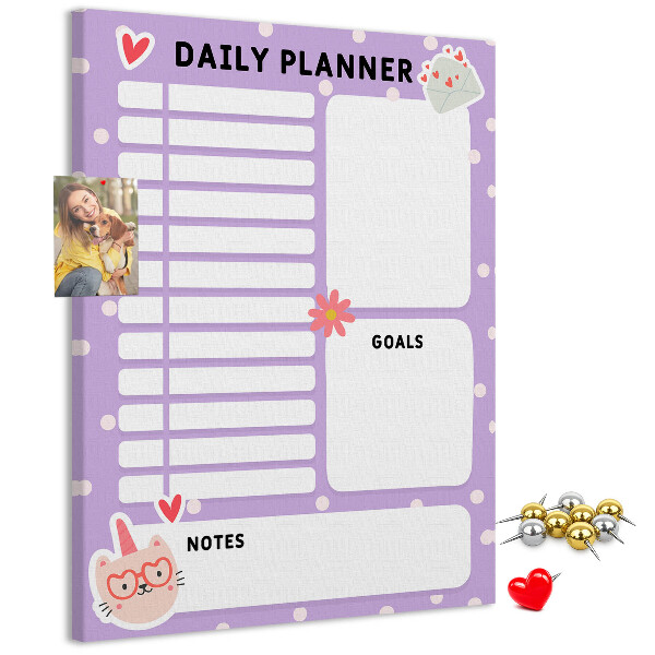 Tablero de corcho Agenda diaria en colores pastel.