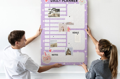Tablero de corcho Agenda diaria en colores pastel.