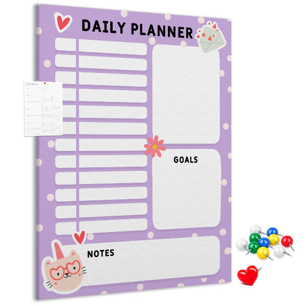 Tablero de corcho Agenda diaria en colores pastel.