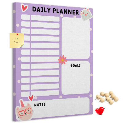 Tablero de corcho Agenda diaria en colores pastel.