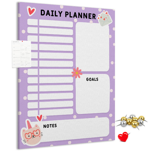 Tablero de corcho Agenda diaria en colores pastel.