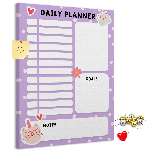 Tablero de corcho Agenda diaria en colores pastel.